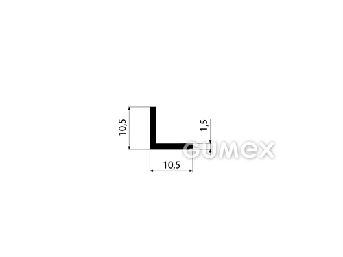 Gumový profil tvaru "L", 10,5x10,5/1,5mm, 2-prúd, 60°ShA, EPDM, -40°C/+100°C, čierny